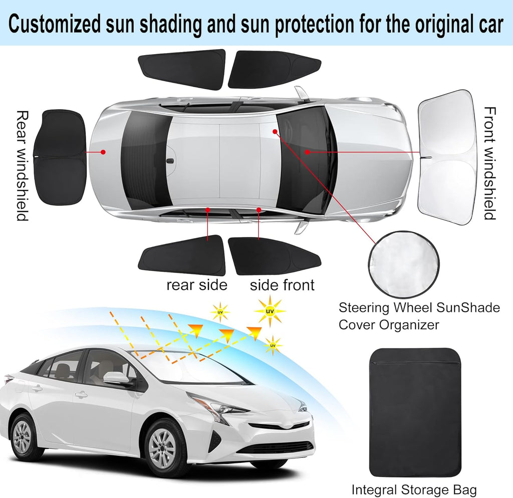 TINGLU Window Shades for Toyota Prius Hatchback 2016-2022 (NOT for Prius C or Prius V) Accessories Car Side Full Windows Rear Triangular Windshield Sun Shade Sun UV Rays Privacy Protection 6PCS