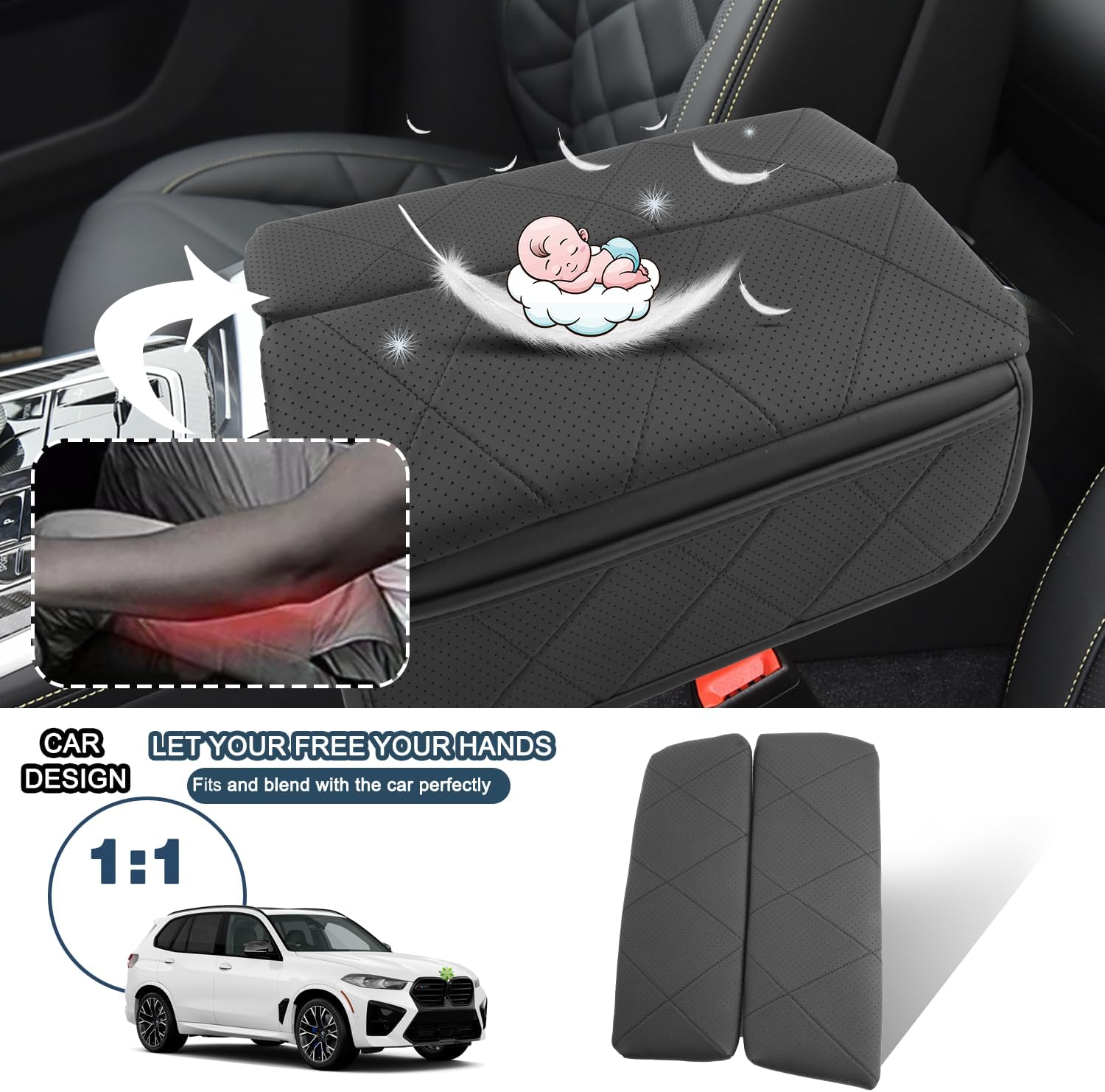 Ruiya BMW X5/X6/X7 Armrest Cover,for BMW X5/X6/X7 Accessories Center Console Cover Comfy Thicken Armrest Lid Cover Compatible with (2019~2026) BMW X5 G05/(2020~2026) BMW X6 G06/(2019~2026) BMW X7 G07