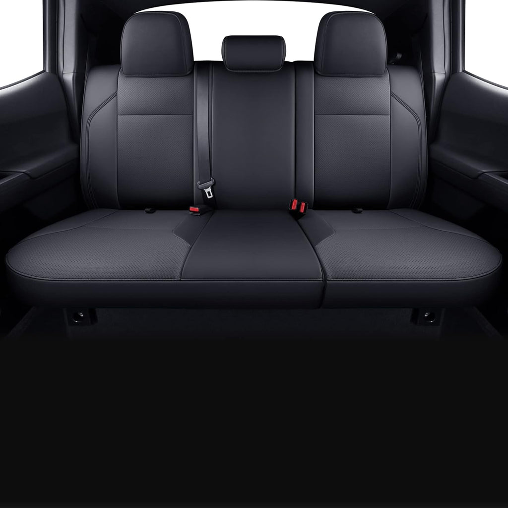 LUCKYMAN CLUB Tacoma Custom Fit Seat Covers for 2024 2025 Tacoma Crew Cab with Faux Leather (Black)