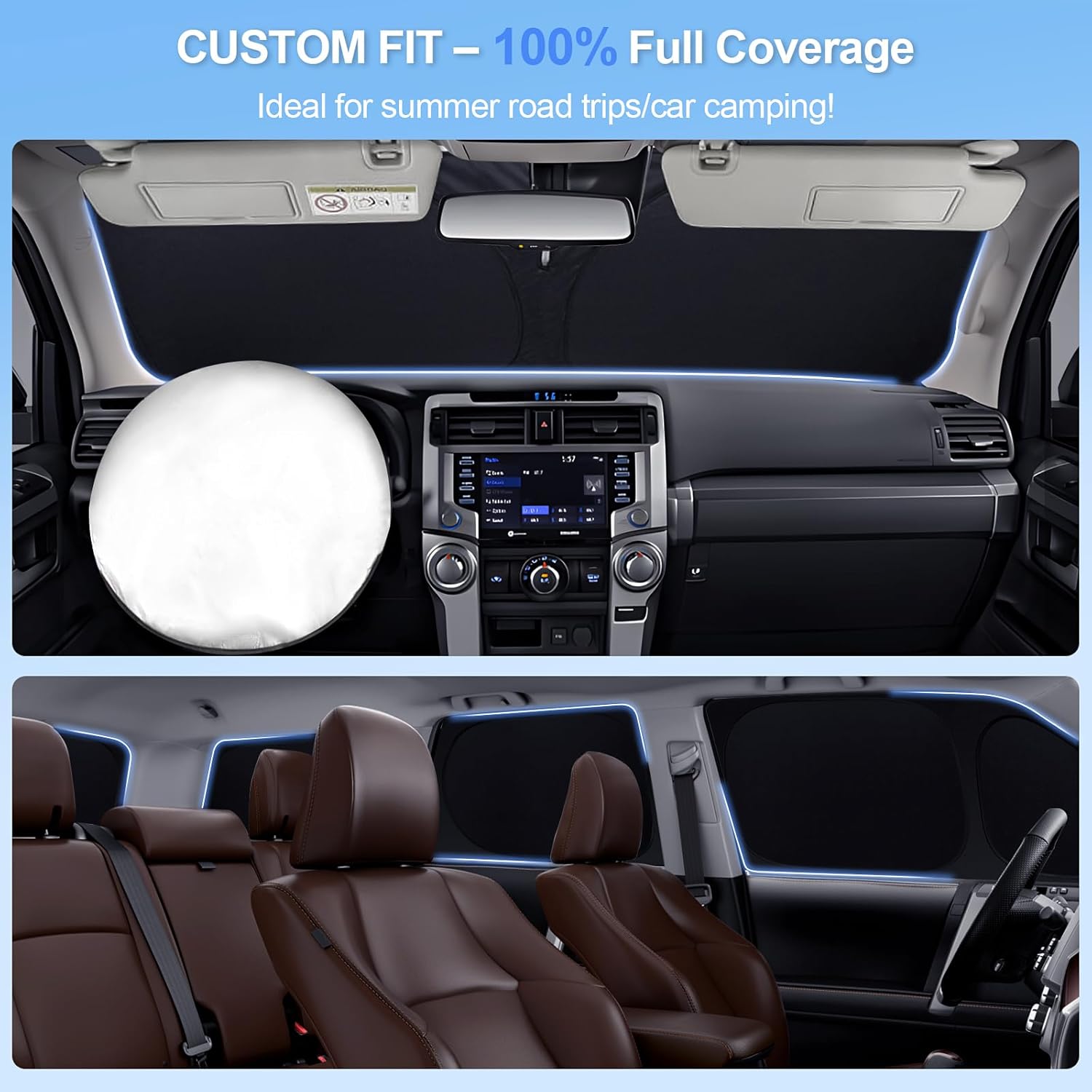 8pcs Car Window Shades for GMC Yukon XL&Chevy Suburban 2021-2026 Accessories,Windshield Side Rear Full Sunshade,Sun Visor UV Blocking, Privacy Protection and Blackout for Camping Outdoor