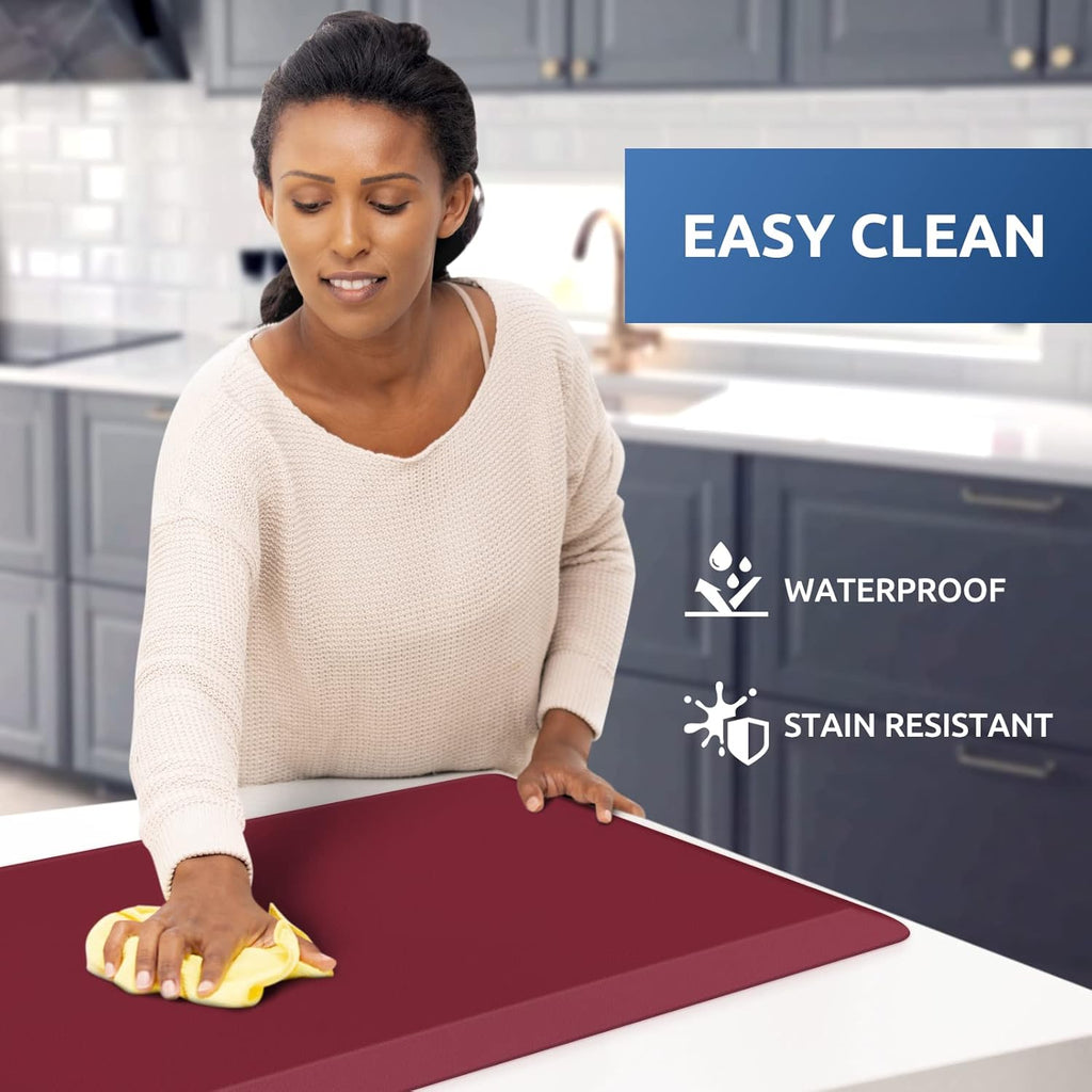 KitchenClouds Kitchen Mat Cushioned Anti Fatigue Kitchen Rug 17.3"x60" Waterproof Non Slip Kitchen Rugs and Mats Standing Desk Mat Comfort Floor Mats for Kitchen House Sink Office (Red)