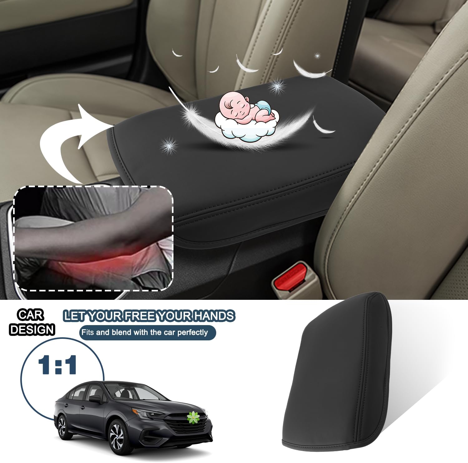 Ruiya 2025 Legacy Armrest Cover for Subaru Legacy Accessories Center Console Armrest Lid Cover Compatible with 2021 2022 2023 2024 2025 Subaru Legacy Premium/Sport/Limited/Limited XT/Touring XT