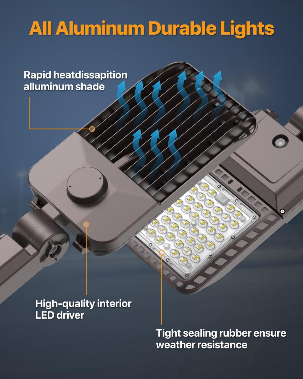 LED Parking Lot Lights 150W Slip Fitter Mount Outdoor Street Pole Light with Dusk-to-Dawn Photocell 5000K 100-277V IP65 Waterproof 3Pack Commercial Area Lighting for Parking Lot, Roadways