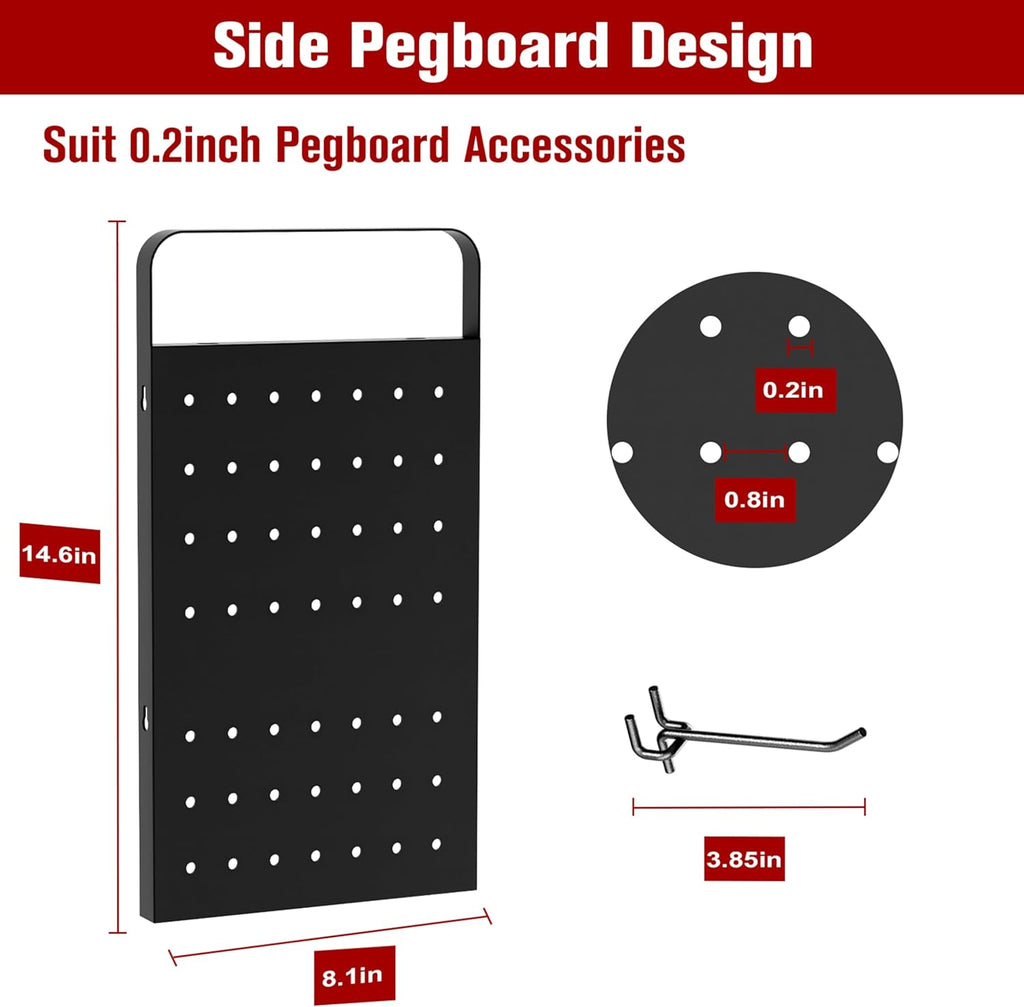Power Tool Organizer Wall Mount - Pegboard with 7 Drill Holder - Heavy Duty Metal Tool Shelf for Garage Organization