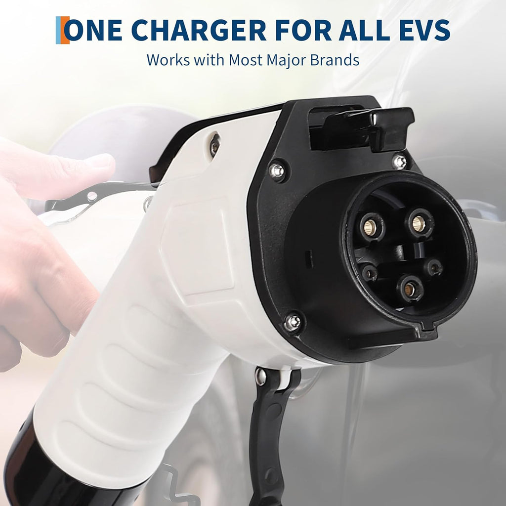 Level 1 EV Charger, 15A 110V Voltage, NEMA 5-15 Plug, 25ft Cable, Adjustable Current/Delay Timer, SAE J1772 Listed Portable Electric Car Charger for Indoor/Outdoor Use
