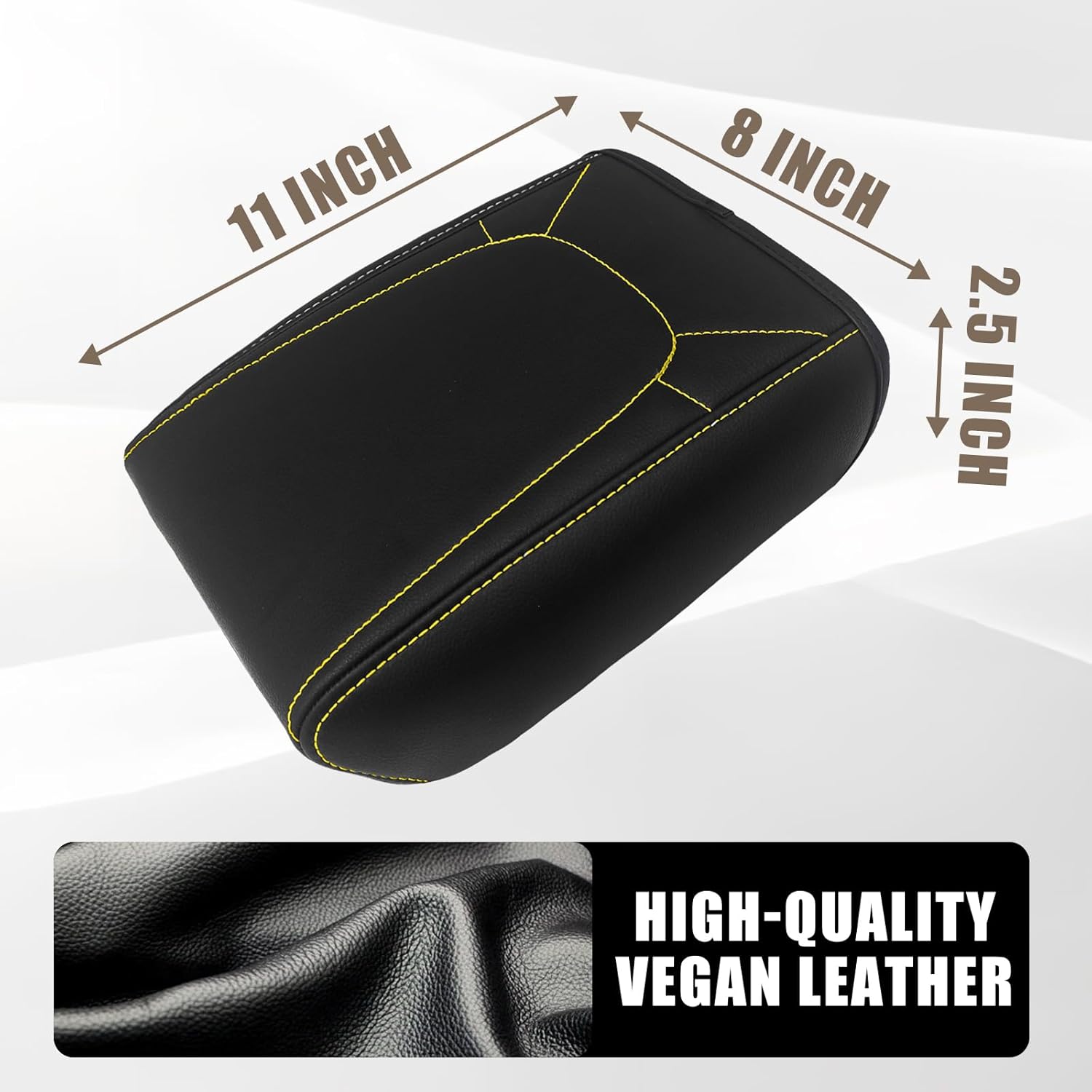 Muslogy Center Console Armrest Cover Compatible with Colorado/GMC Canyon 2023 2024 2025 ZR2 Z71 Trail Boss LT WT Elevation AT4 Denali AT4X Accessories Regular Thick(Yellow Stitching)