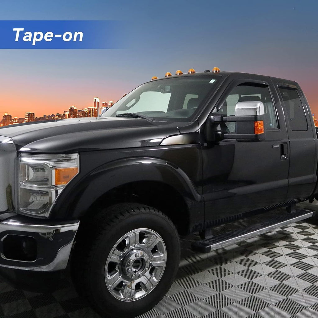 Window Visors Rain Guards for 1999-2016 Ford F250 F350 F450 Super Duty SuperCab, Out-Channel Window Vent Wind Deflectors Visors Shades for 99-16 F-250 F-350 F-450 Extended Cab