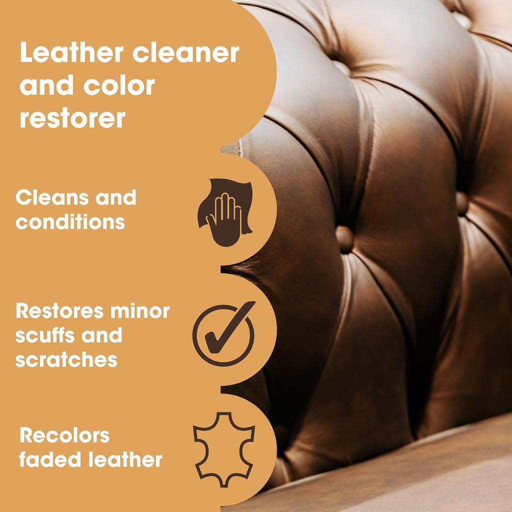 Furniture Clinic Leather Easy Restoration Kit | with Leather Recoloring Balm, Cleaner, Sponge, and Cloth | Leather Repair Kit for Scratched and Faded Furniture (Red)