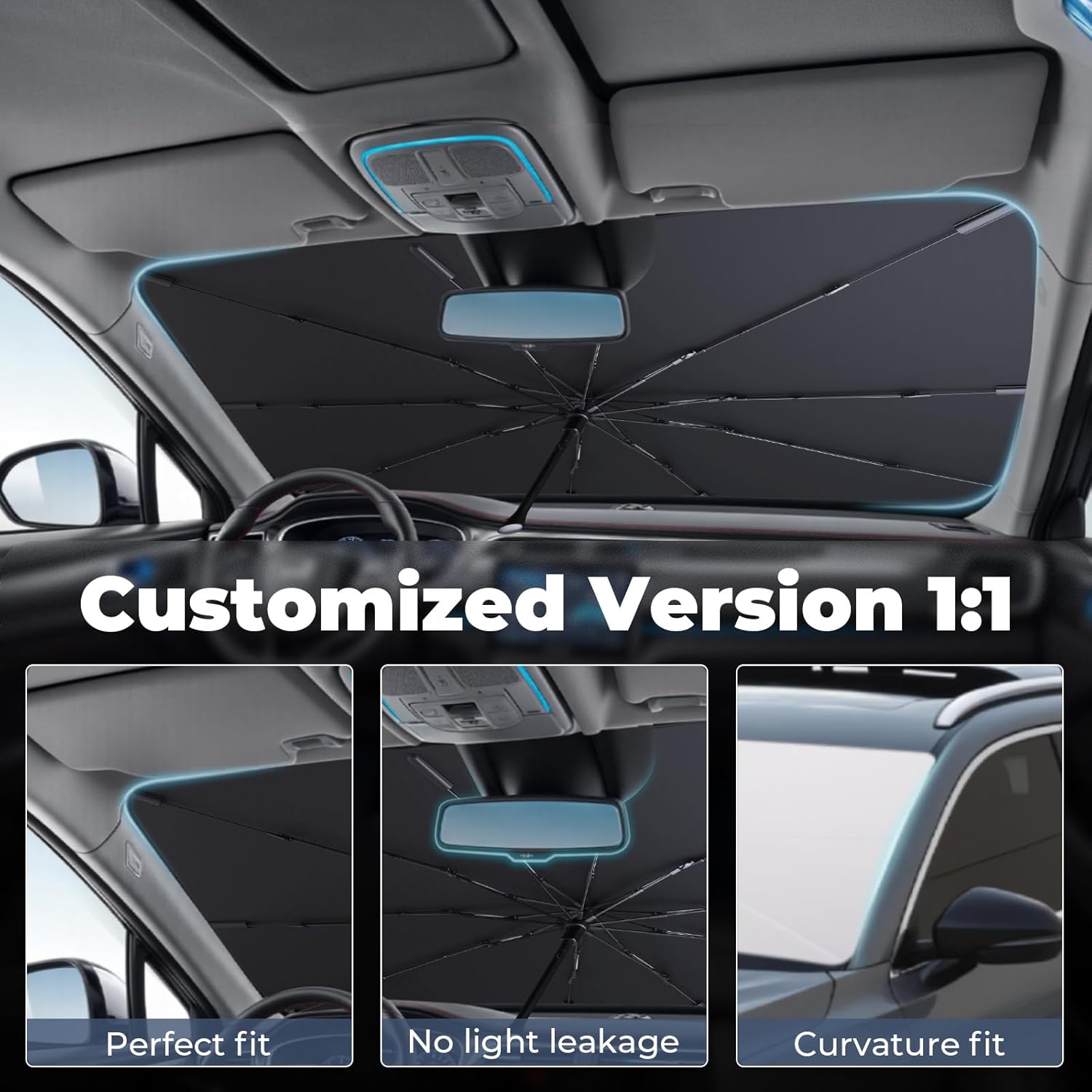 Windshield Sun Shade Umbrella: for Mazda CX-5-2017-2024 2025 - Front Custom Car Window Shades - Foldable CX5 Sunshades Block UV Keep Cool