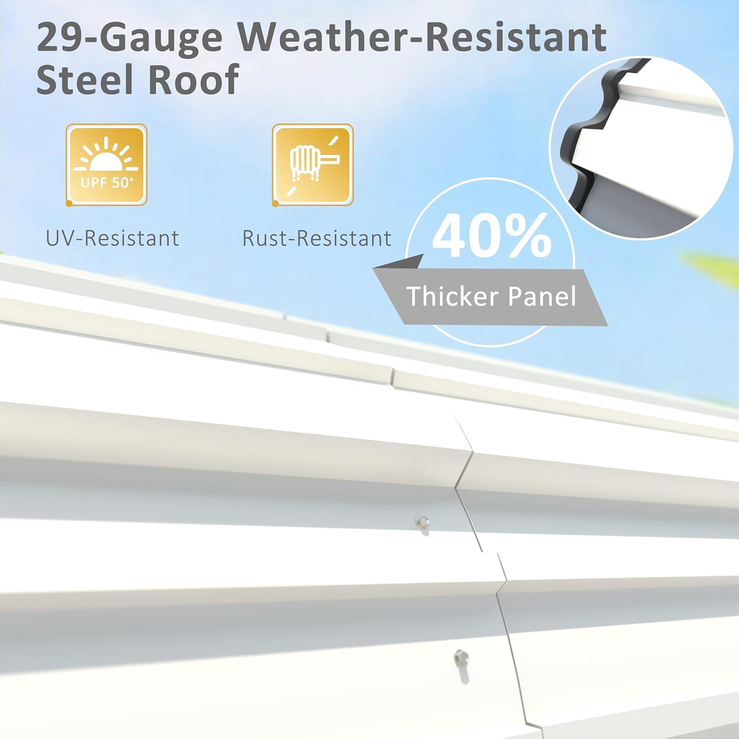 12x20 FT Outdoor Carport with Metal Roof, Heavy Duty Metal Carport Canopy, Garage Car Shelter Shade for Car, Truck, Boat, Eggshell