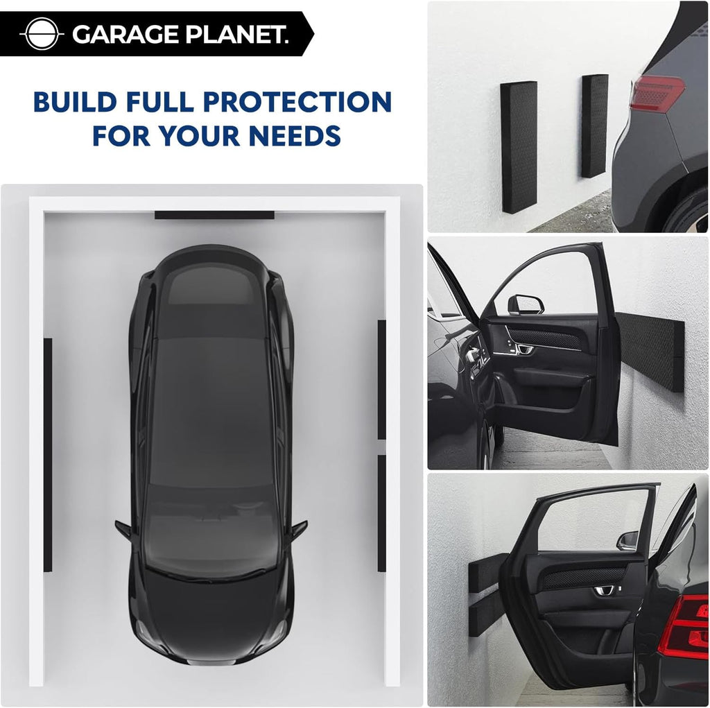 WP01 Garage Wall Protector Car Door Protector, Tool-Free, Designed in Australia (Black, 4 Pack)