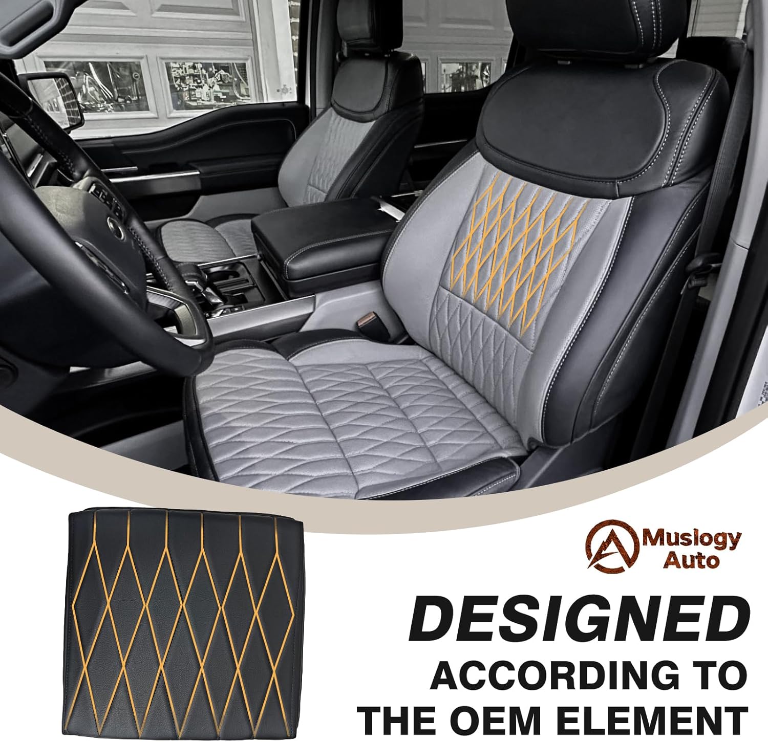 Muslogy Center Console Armrest Cover Compatible with Ford F-150 F150 2021-2025 Comfort Armrest Pad Arm Rest Cushion Vegan Leather Protector 1-Inch Extra Thick(WorkSurface ONLY)