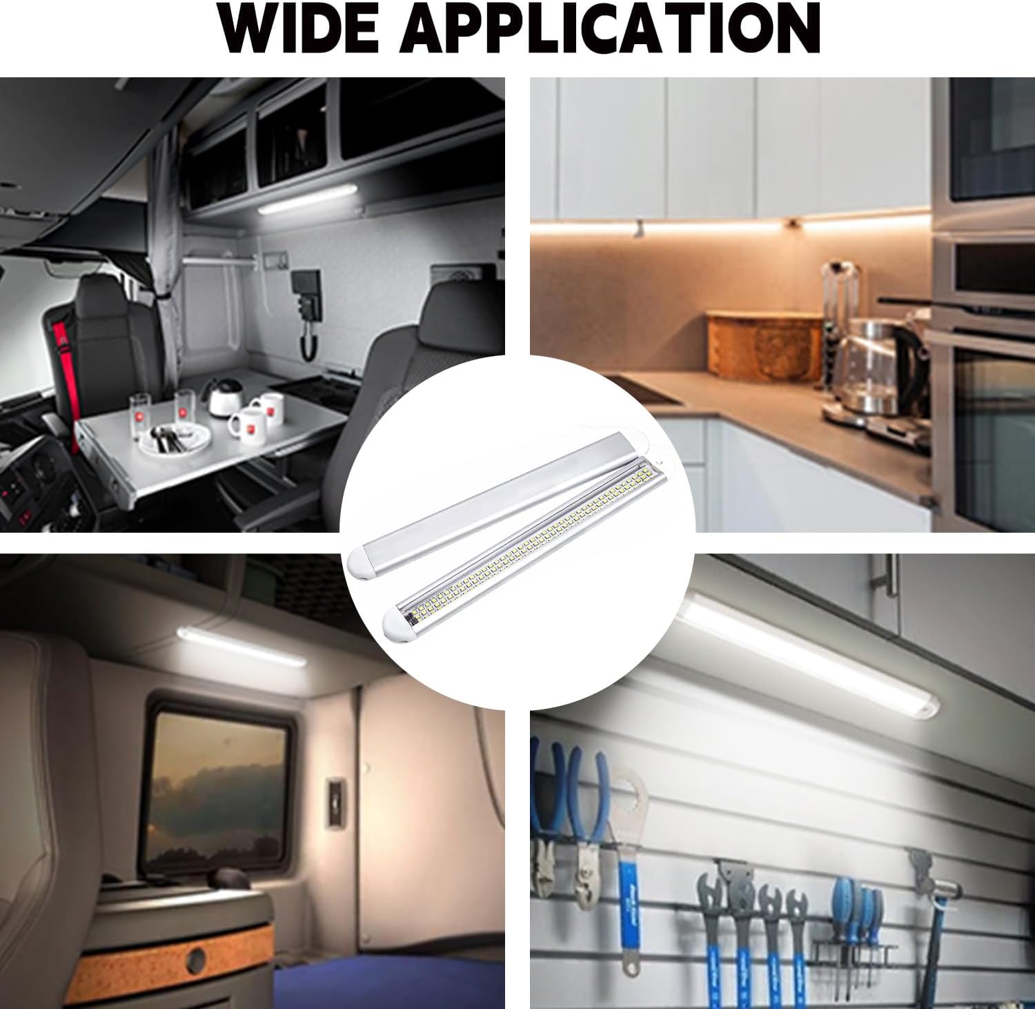 Enclosed Trailer 12v Led Light Bar, 120Leds 1500lm 8W DC 12 Volt Led Strip Lights with On/Off Switch, for Enclosed Cargo Trailer, Car Rv Van Truck Lorry Camper Boat Caravan Motorhome