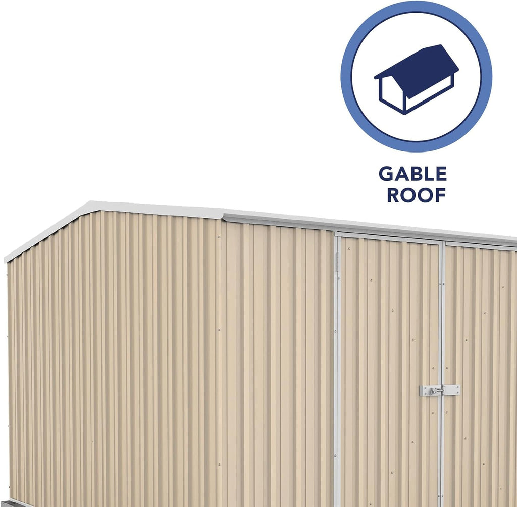 Absco Premier Storage Sheds, 10'x10' Metal Garage, DIY Backyard Shed, Utility Tool Storage, Weather & Wind Resistant Aluminum Panels & Steel Frame, Maintenance-Free, 12 Year Warranty, Classic Cream