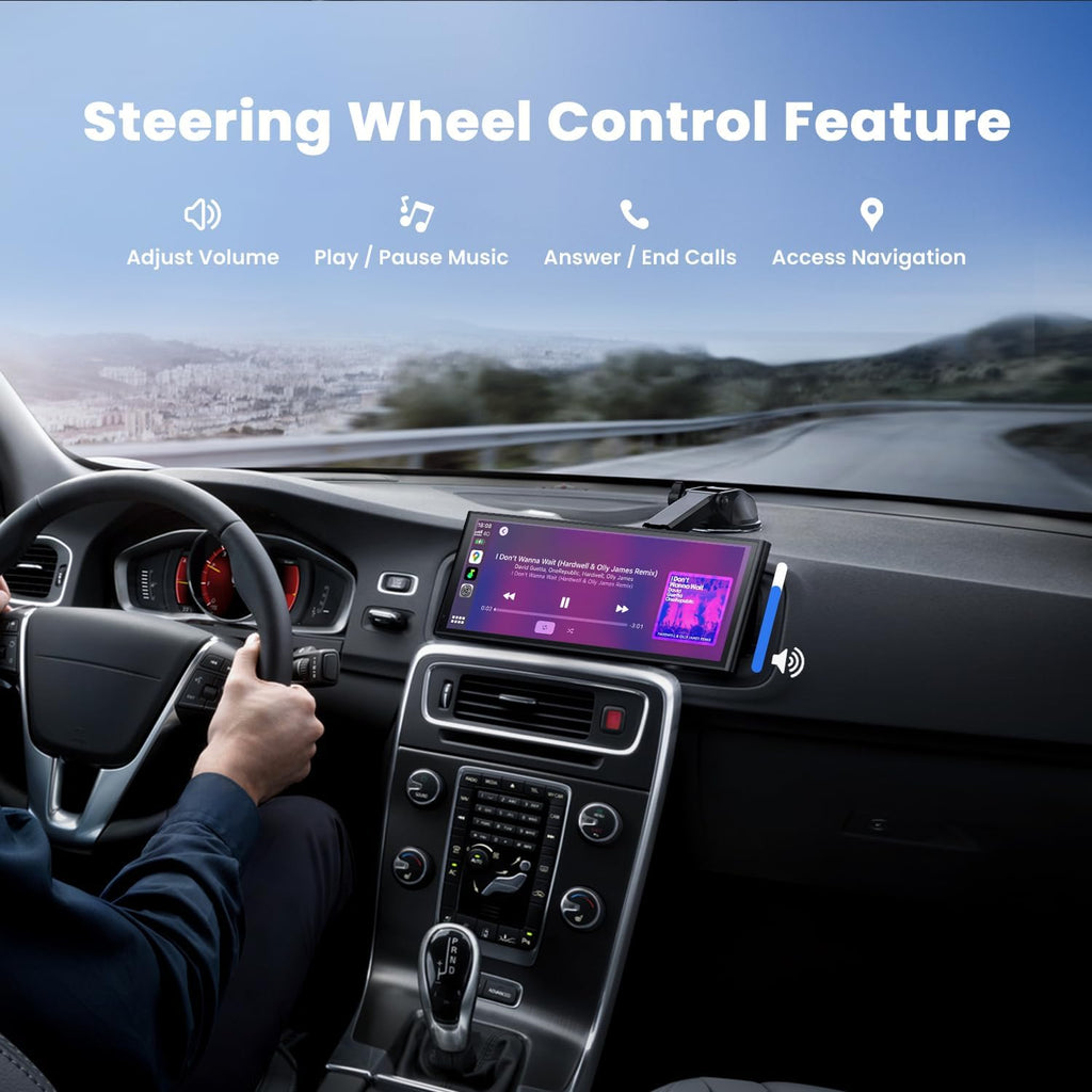 9.26" Wireless Portable Car Play Screen for Apple CarPlay & Android Auto, OTA Updates, Backup Camera, Mirror Link, 5.0 Bluetooth, Voice Control, GPS Navigation, FM