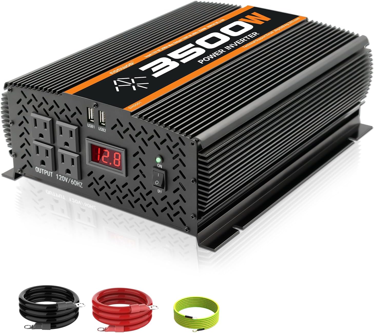 3500 Watt 12v Power Inverter for Vehicles car Truck RV Solar, dc 12v to 110v ac Converter with 4 AC Power Outlets 2 USB Ports LCD Display-3500W