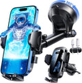 YRU True Military-Grade & 360 Degrees Rotatable Suction 2025 Ultimate Car Phone Holder Mount 90+LBS Safest Strongest Patent Certs Dashboard Windshield Vent for iPhone 16 15 Pro Max Samsung Dark Black
