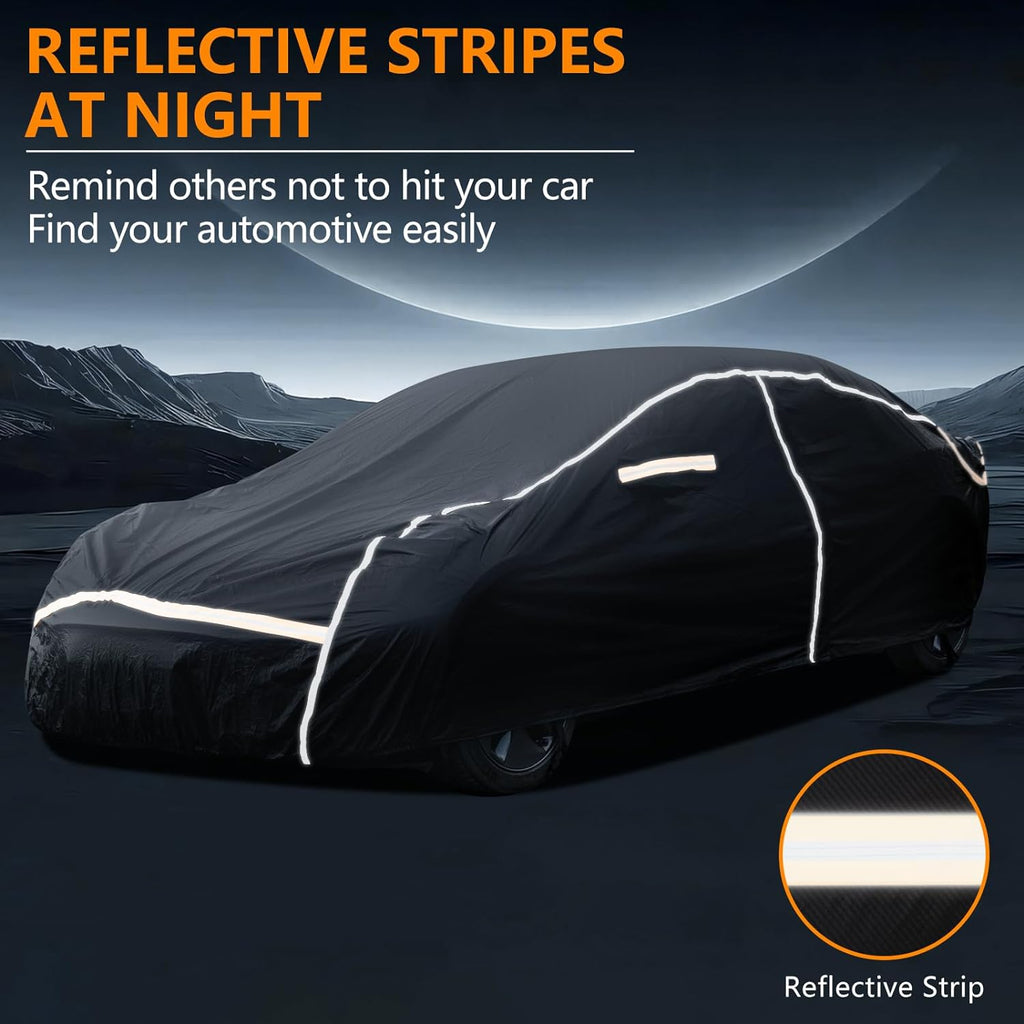 Car Cover Waterproof All Weather,6 Layers Car Covers for Automobiles, Full Exterior Cover with Zipper, Outdoor Car Cover Sun UV Rain Snow Wind Protection, Fit for 210"(210*74*59 inch)Sedan