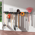 Garage Tool Organizer Wall Mount, Garage Storage, Garage Organization,64 Inch Garage Organizer Wall Mounted,4 Rails and 10 Adjustable Hooks,Max 550lbs (Black)