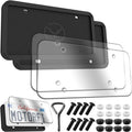 2 Pcs Silicone License Plate Frames with Polycarbonate Covers, Rust-Proof, Weather-Resistant, Easy Installation, Premium License Plate Protector for Cars with 2 Drainage Holes