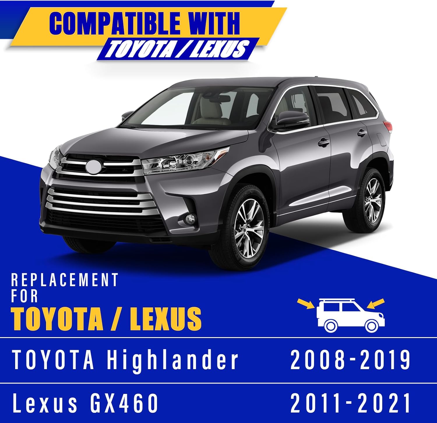 3 wipers Replacement for 2008-2019 Toyota Highlander/2011-2021 Lexus GX460, Windshield Wiper Blades Original Equipment Replacement - 26"/20"/12" (Set of 3) U/J HOOK