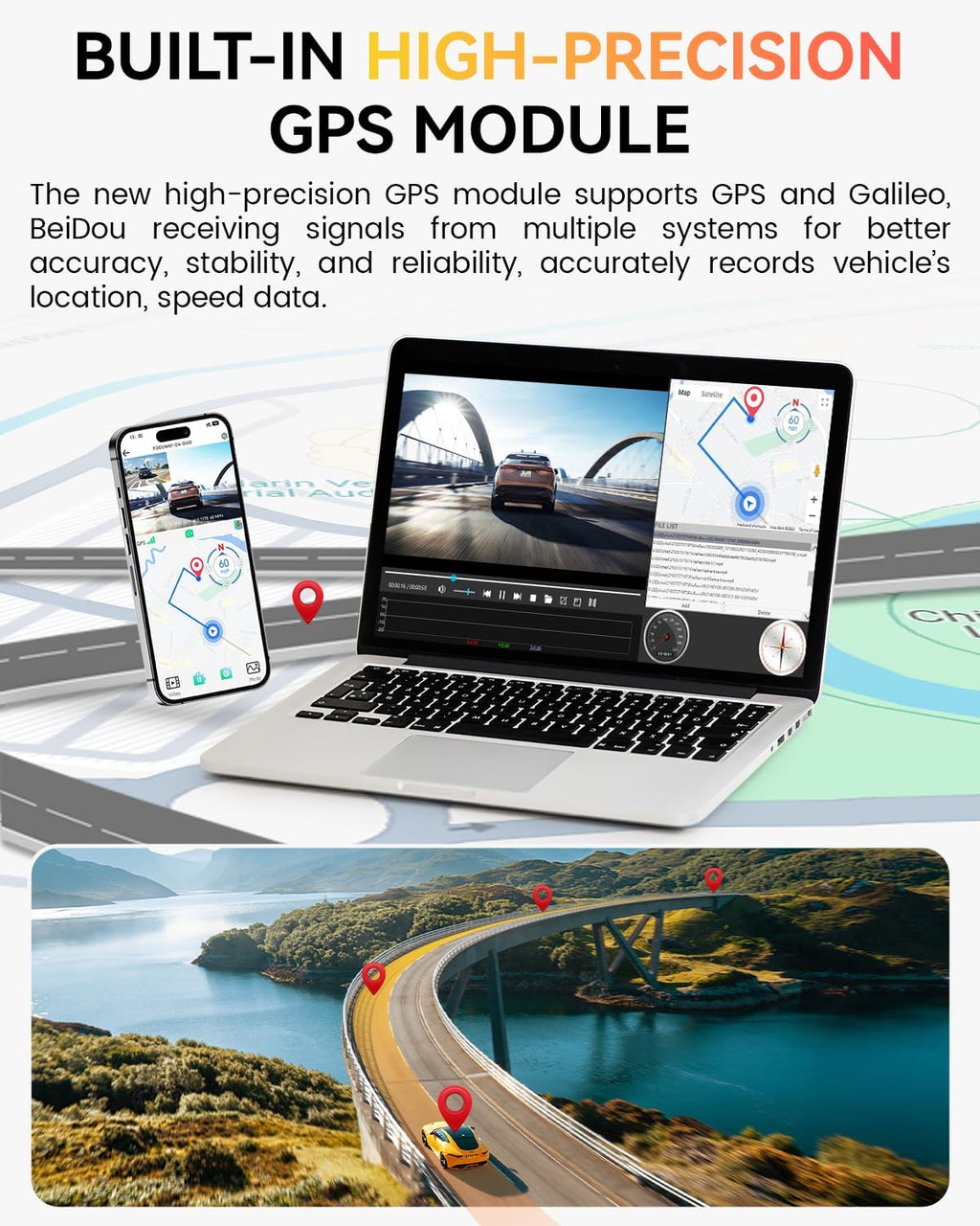 Dash Cam Front Rear 4K Built-in 5G WiFi GPS, Voice Control, 3.39 inch IPS Screen, Dual Dash Camera for Car Includes 64GB SD Card, Super Night Vision, 24H Parking Monitor, Supercapacitor, Type C, HDR