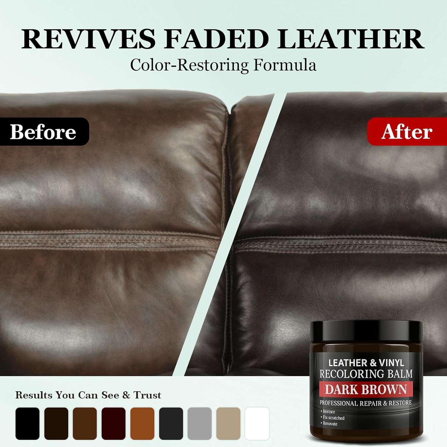 Leather Color Restorer, Leather Recoloring Balm, Scratch Remover, Leather Dye, Leather Paint, Leather Repair Kit for Furniture Couches Car Seats Shoes Bags, Black