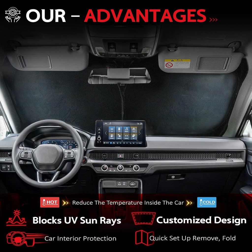 KAYZT Windshield Sun Shade for Honda CRV 2023-2025 2026 CR-V Foldable Sunshade SUV Front Window Custom Fit Accessories