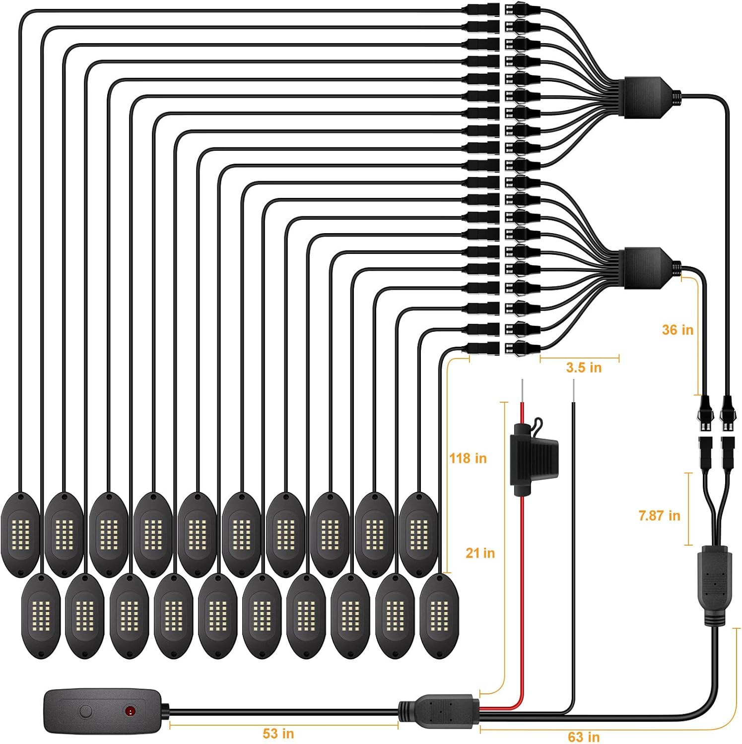 Honalia Pure White Rock Lights for Trucks 20 Pods, 6000K White LED Rock Lights Kits with Switch