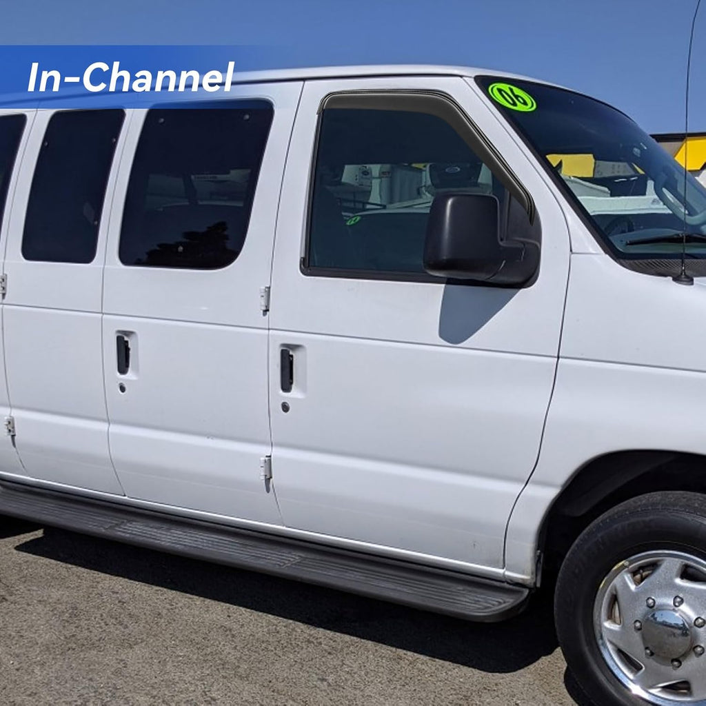 in-Channel Window Visors Rain Guards for 1992-2006 Ford E-150/E-250/E-350/E-450/E-550 Super Duty, Window Vent Wind Deflectors Visors Shades for 92-06 Econoline Cargo Van, 2PCS
