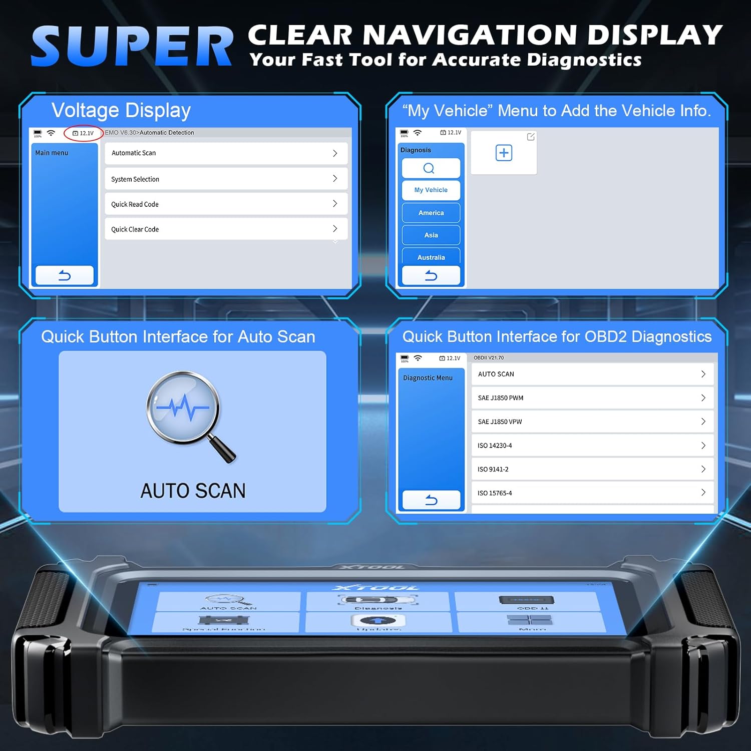 XTOOL D5 Car Code Reader and Reset Tool, Engine ABS SRS Transmission Car Diagnostic Tool with EPB Service, ABS Bleed, Throttle Relearn, Clear Check Engine Light Code Reader with 9 Resets, Free Update
