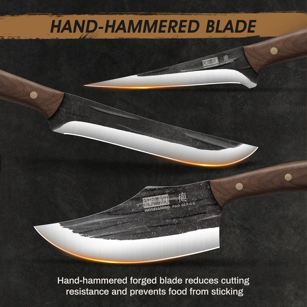 Butcher Knife Set, Hand Forged Butcher Chef Knife Set with Roll Bag, Sharp Meat Cleaver Knife & Bone Chopper Knives & Fillet Knives for Home & Camping & BBQ Gift for Men