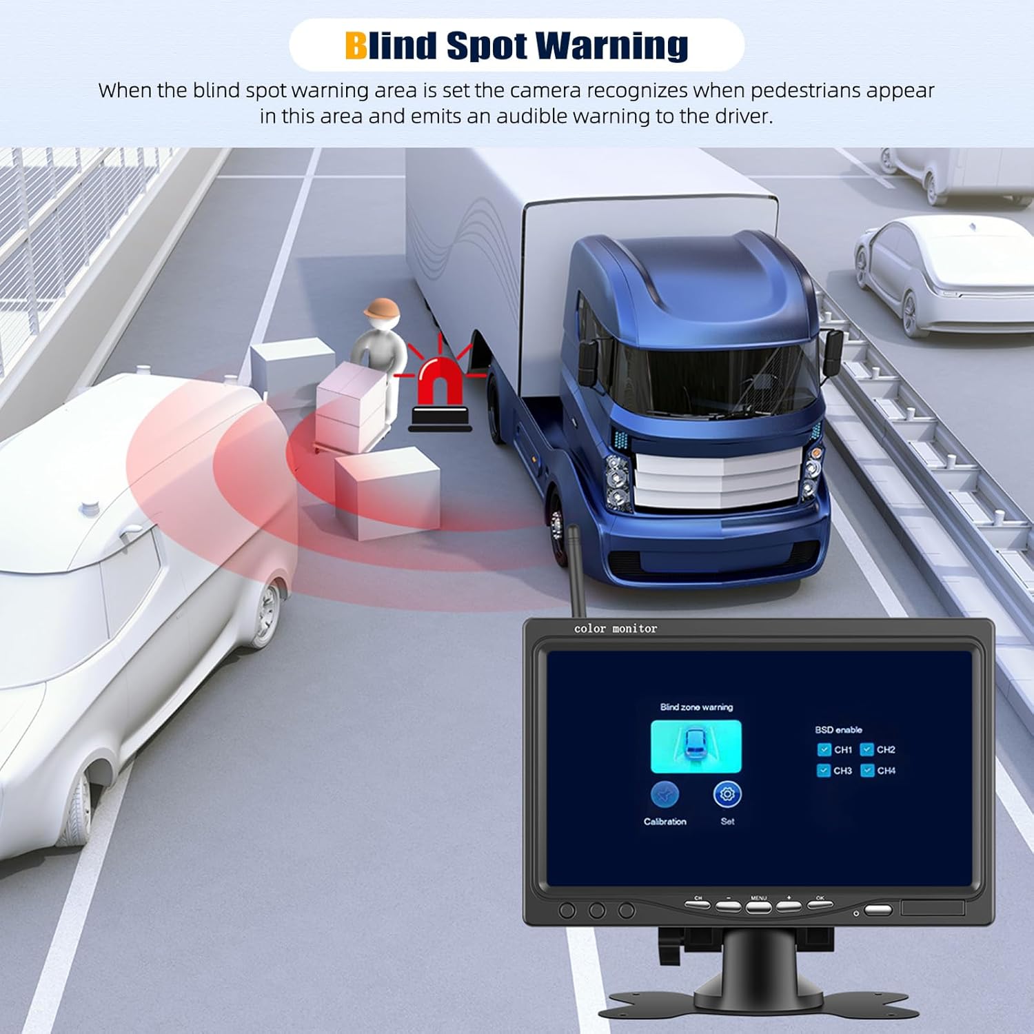 Wireless Vehicle Backup Camera System,7 Inch Reverse Camera Monitor for 2 Backup Cameras with IP69 Waterproof Night Vision Backup Camera Front Rear View Camera for Truck/RV/Van/SUV/Pickup