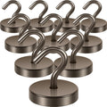 Neosmuk Magnetic Hooks, Cruise Ship Essentials, 120lb+ Heavy Duty Magnetic Hooks for Cruise Cabins, Refrigerator, Grill, Hanging, and Travel | Extra Strong Must-Haves Magnet Hook,Brown, Pack of 10