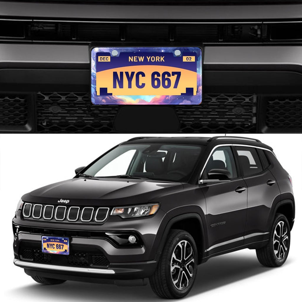 Space Galaxy License Plate Frame Blue Cloud Stars Sky Stainless Steel License Plate Holder Auto Parts Decoration with Screws License Plate Holder 12x6 Inch for Women Gift Car Accessories