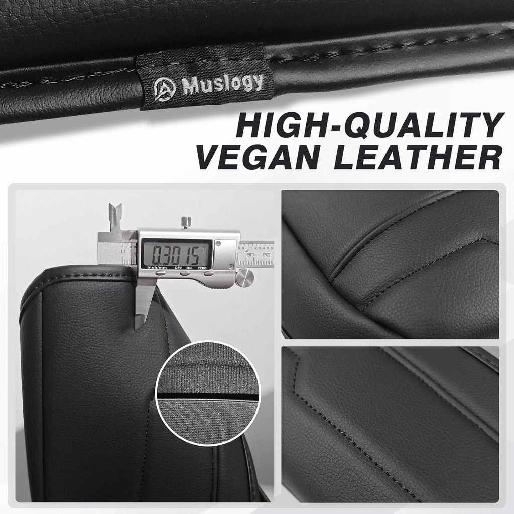Muslogy Center Console Armrest Cover Compatible with Chevy Silverado & GMC Sierra 1500 2500 3500 2022-2025 Comfort Armrest Pad Arm Rest Cushion Vegan Leather Protector Regular Thick(Bucket Seat ONLY)