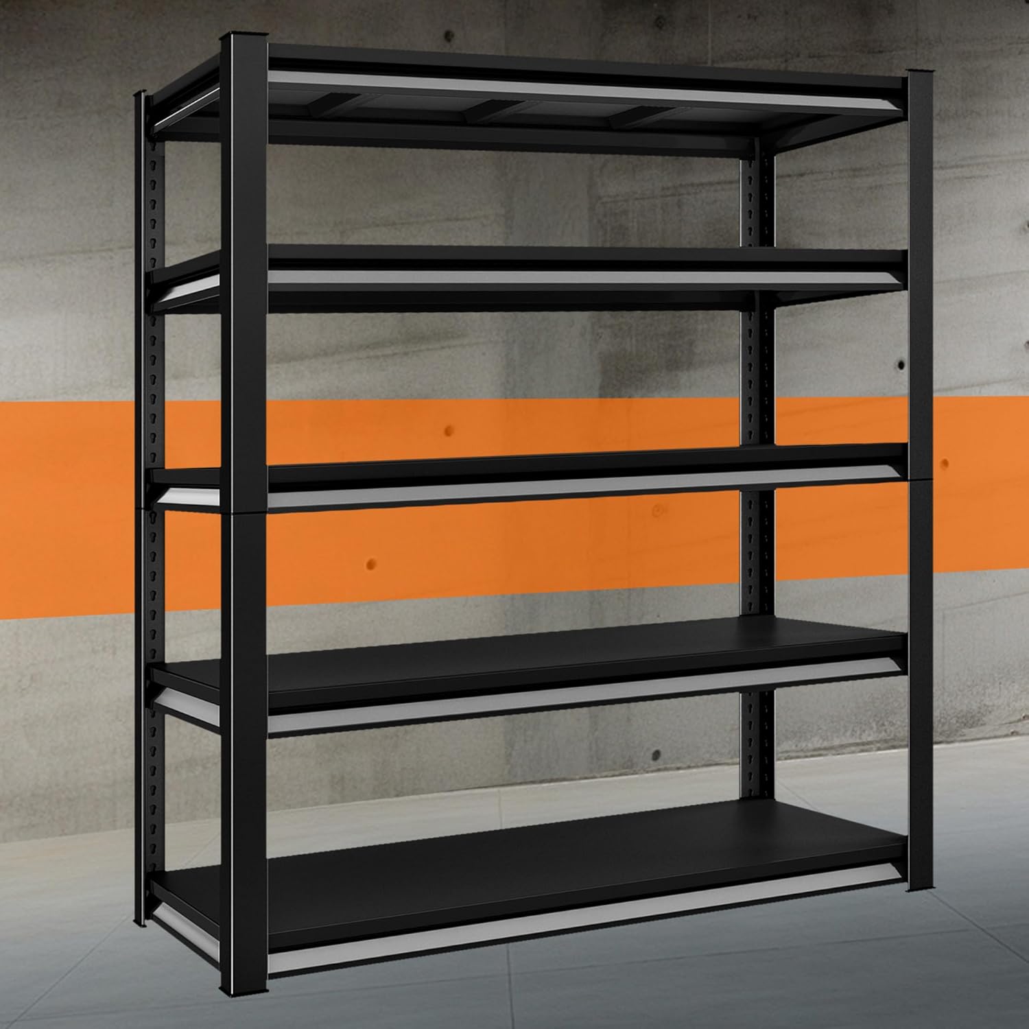 Garage Storage Shelves Heavy Duty, 48”W Shelving Units and Storage Rack, 2800LBS Loads Shelving Units, Adjustable 5-Tier Metal Shelves for Industrial Storage, 48”W×18”D×78”H,Black