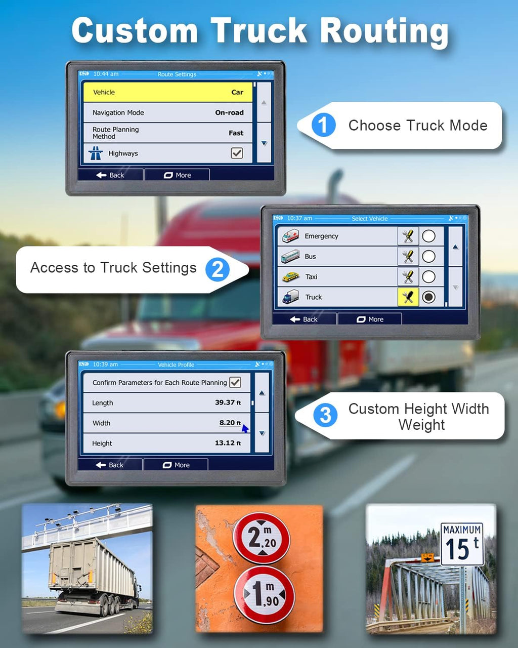 N800 GPS Navigator for Car with Bluetooth, 7” Truck GPS Commercial Drivers, 2025 Maps (Free Lifetime Updates), Semi Trucker GPS Navigation Systems, Custom Truck Routing