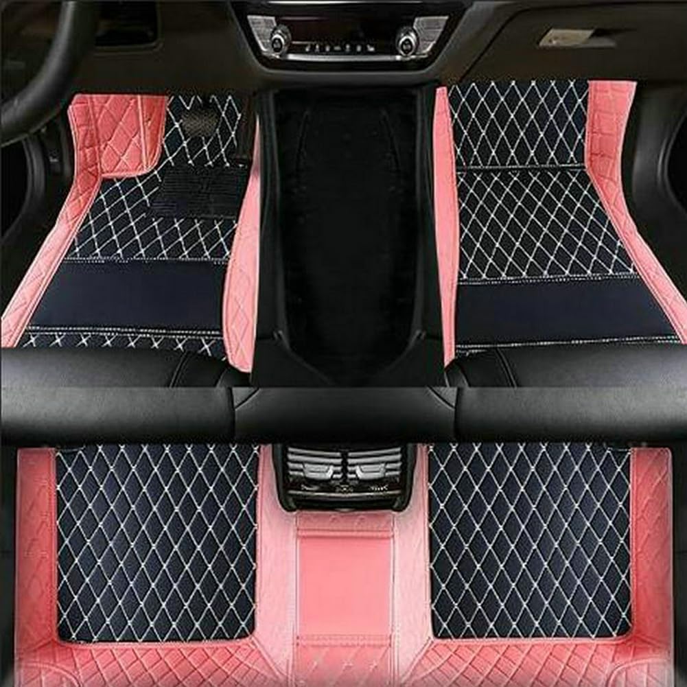 Customized Personalized car Floor mats, All-Weather Luxury car Floor mats, Waterproof and Anti Slip Leather car Floor mat Lining, 95% Customized car, Truck, and SUV Floor mats (Edge Pink)