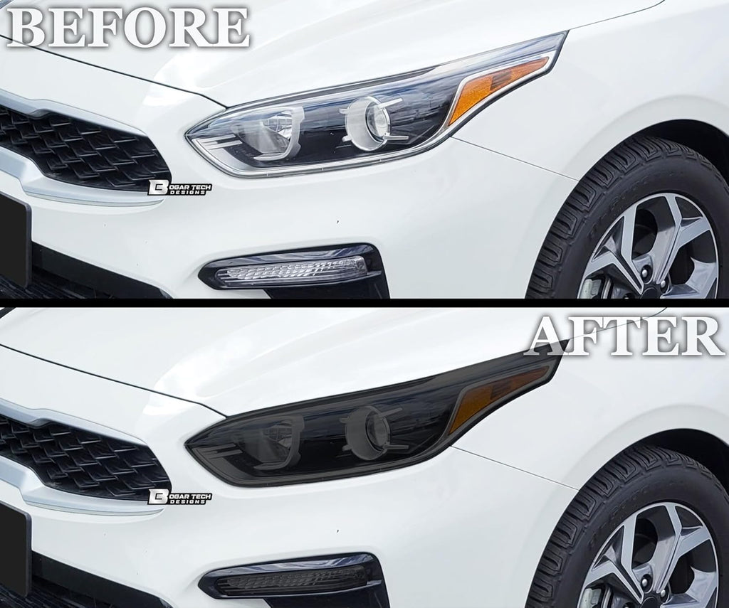 BOGAR TECH DESIGNS Full Headlight Head Light Tint Kit Compatible with Kia Forte 2019-2021, Dark Smoke