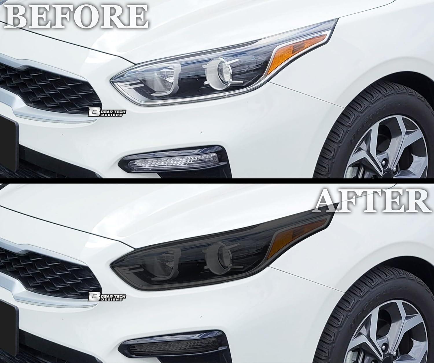 BOGAR TECH DESIGNS Full Headlight Head Light Tint Kit Compatible with Kia Forte 2019-2021, Dark Smoke