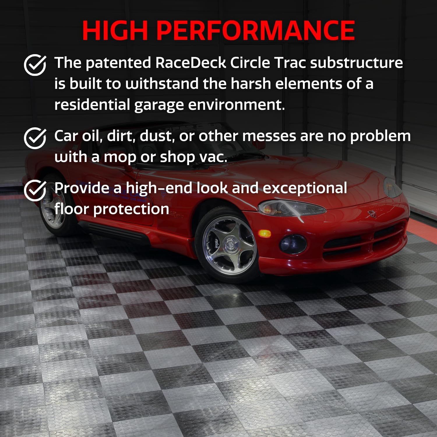 Big Floors RaceDeck CircleTrac, Interlocking Non-Slip Garage Flooring Tile, Durable, Modular, Heavy-Duty Copolymer, Easy Install (Alloy, 24 Pack of 12 x 12" Tiles)