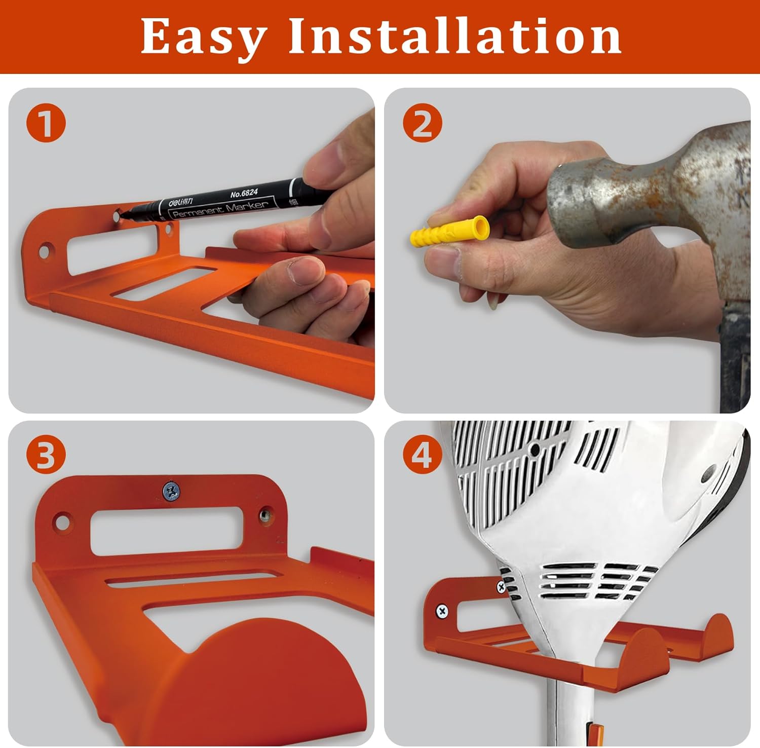 Weed Eater Hanger -2 Pack Heavy Duty Trimmer Rack Wall Mount for Grass Trimmer, Garden Tool Rack/Bracket, Wall Mount Tool Hanger, Shed Storage, Weed Wacker Holder