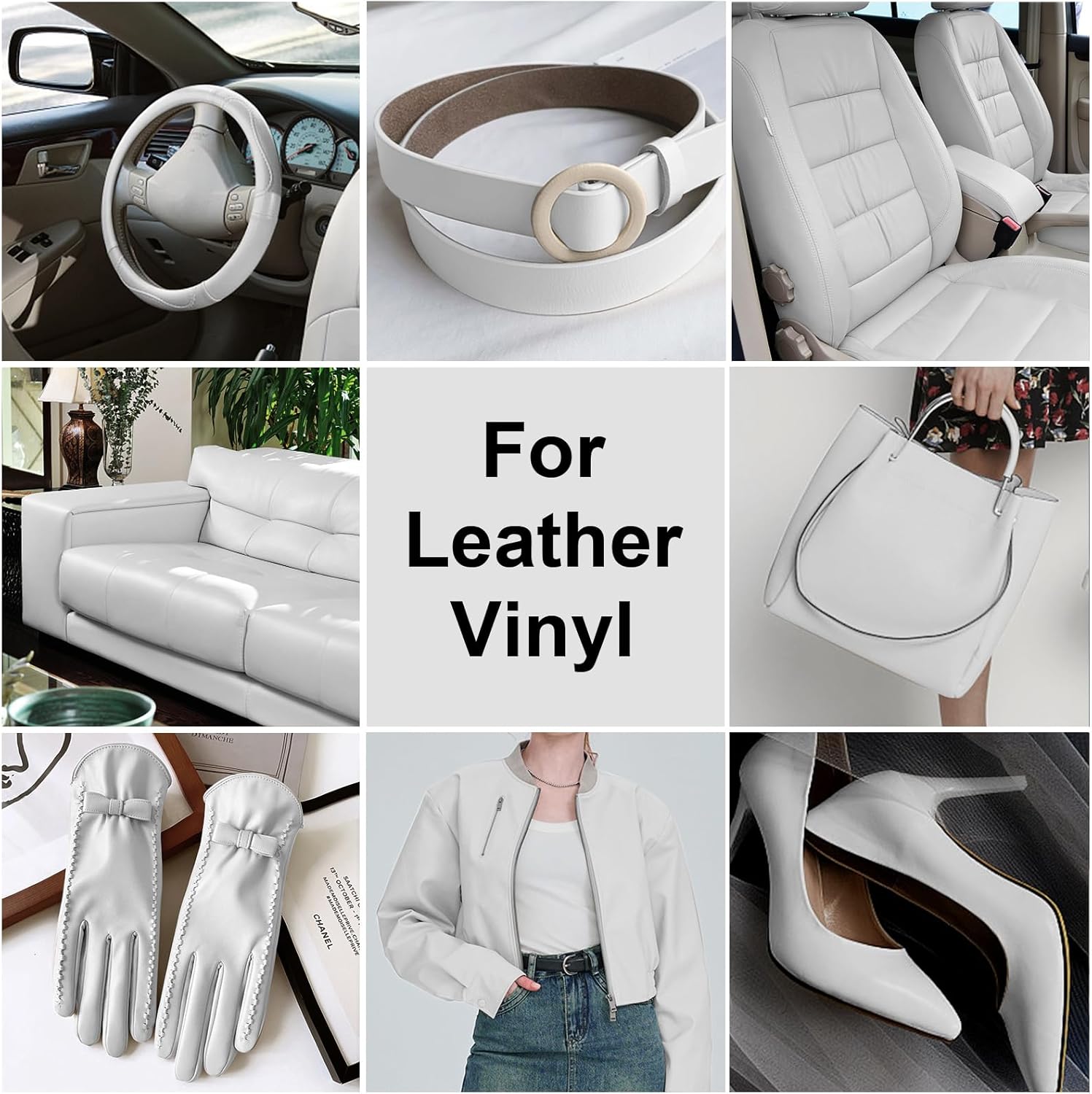 Leather Recoloring Balm, Leather Color Restorer Conditioner, Leather Restorer for Couches Paint, Leather Scratch Remover, Scratch Leather Faded Repair Kits for Vinyl Furniture (White, 75ML)