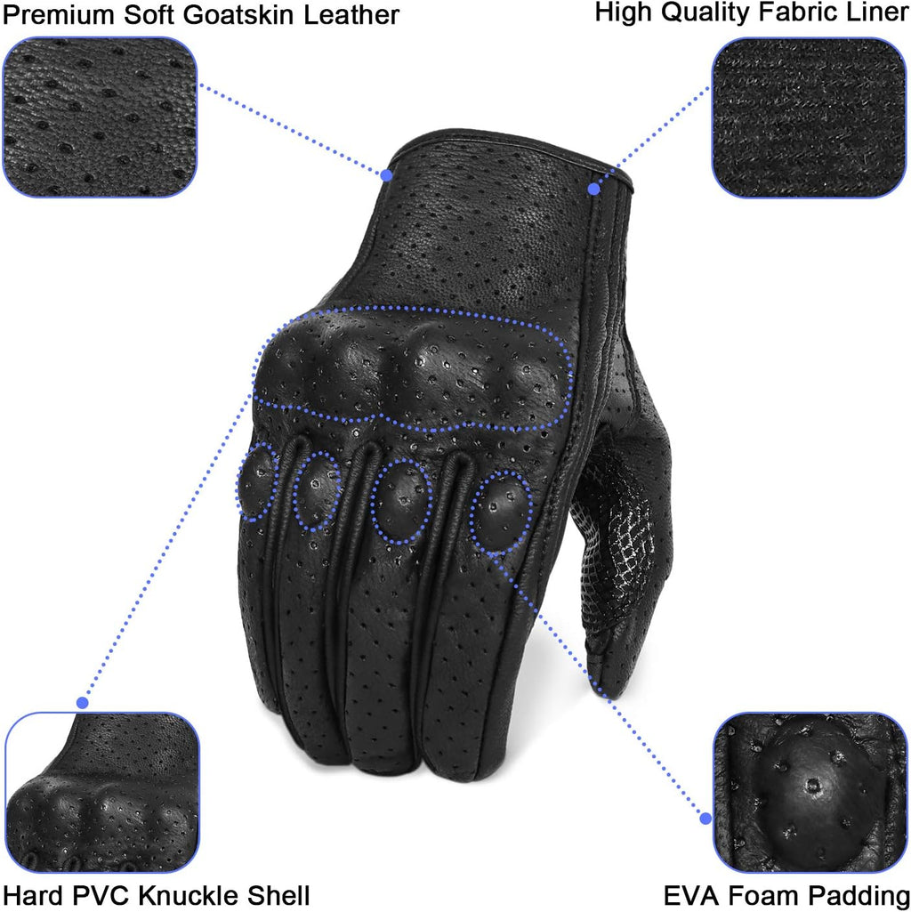 Superbike Updated Full Finger Anti-Slip Motorcycle Gloves Hard Knuckle Perforated Motorcycle Riding Gloves (Updated,Perforated, S)