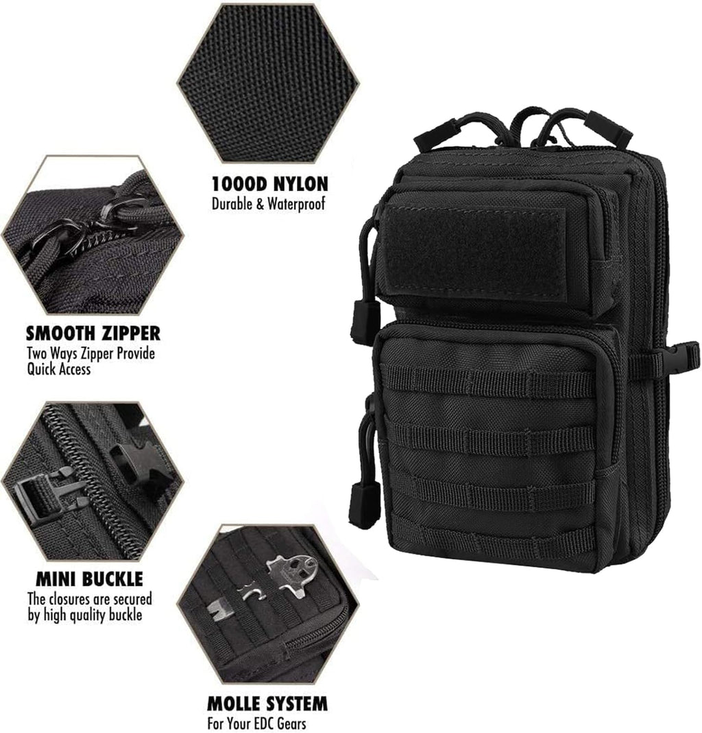 Universal Tactical Seat Back Organizer Vehicle Molle Panel Organizer Storage Bag with 5 Detachable Molle Pouch for All Vehicel Such as Jeep,Truck,SUV, Car, Ford,Chevy etc