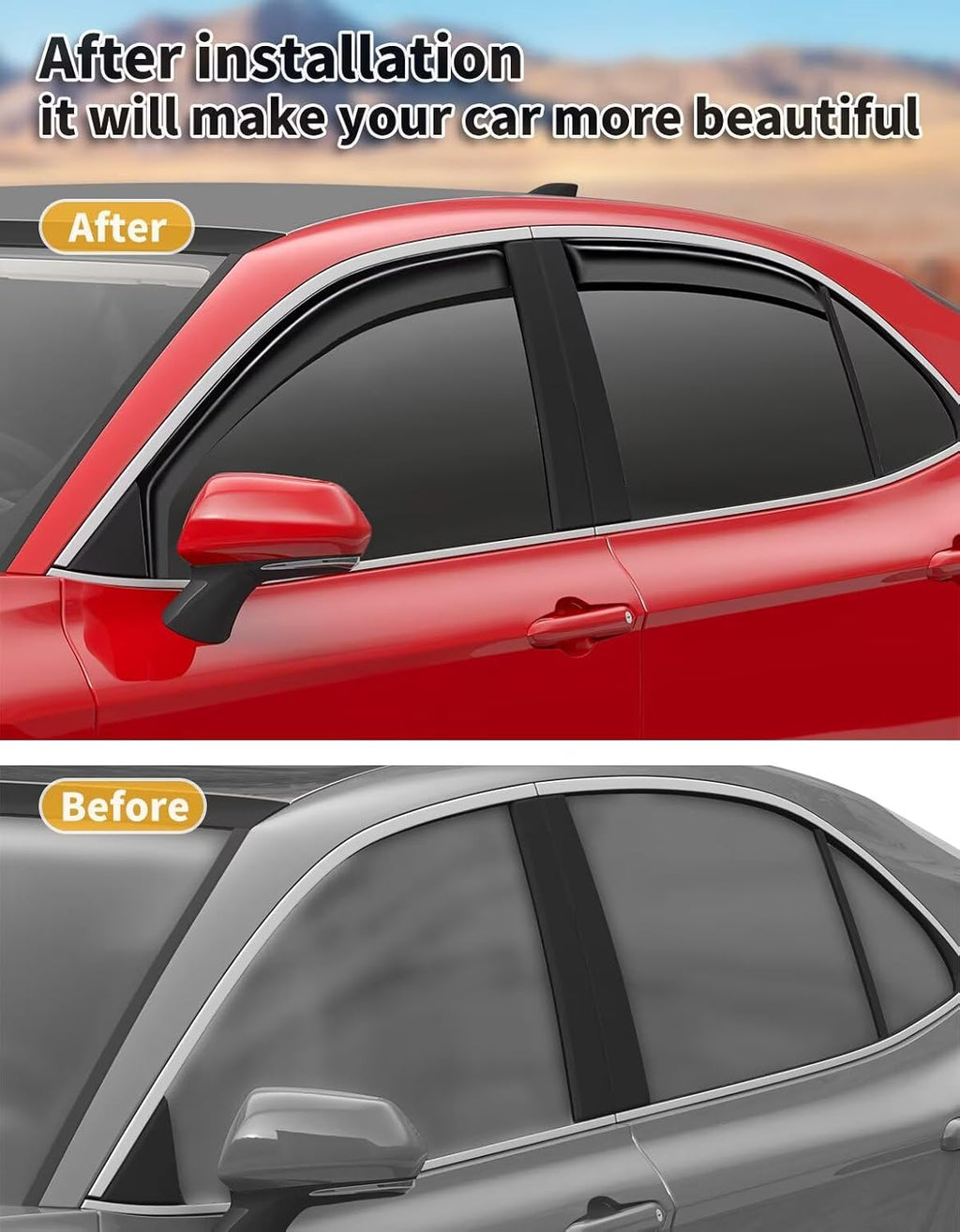 in-Channel Window Rain Guards Fit for Toyota Camry 2018 2019 2020 2021 2022 2023 2024 Extra Durable Window Visors Window Deflectors Vent Visors Vent Shades Car Accessories-4 pcs 2-Q14