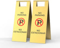 Stainless Steel No Parking Sign Portable Foldable Handle 2-Pack (Gold)