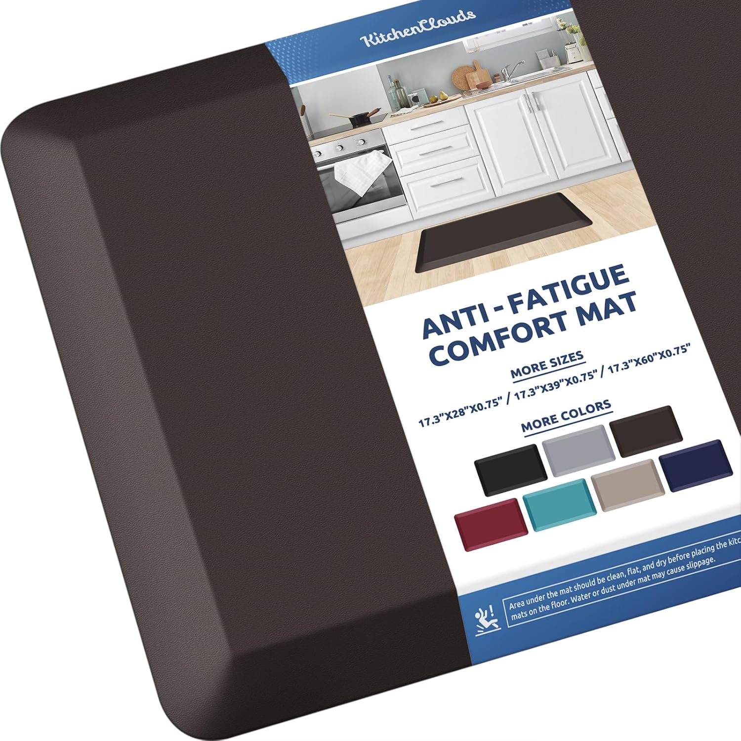 KitchenClouds Kitchen Mat Cushioned Anti Fatigue Kitchen Rug Non Slip Standing Mat Comfort Floor Mats for Sink Office (17.3"x60"- 0.8inch)