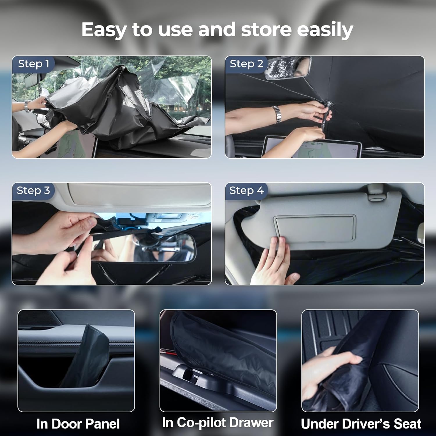 Windshield Sun Shade Umbrella: Fit for Toyota RAV4-2019-2024 2025 - Front Car Window Shades - Foldable RAV4 Hybrid Prime LE XLE XLE Sunshades Block UV Keep Cool
